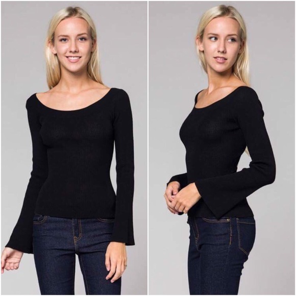 🆕Aimee Black Knit Cut Out Back Top - Picture 4 of 4